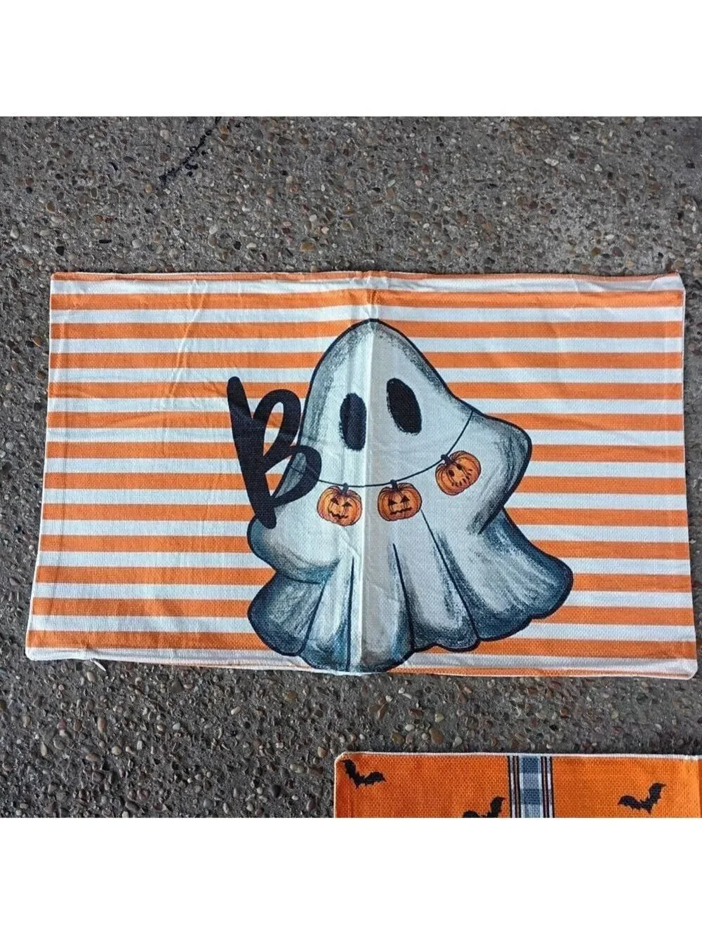 2/$20 Halloween Ghost & Orange Bat Long Pillowcase Covers, Set Of 2
